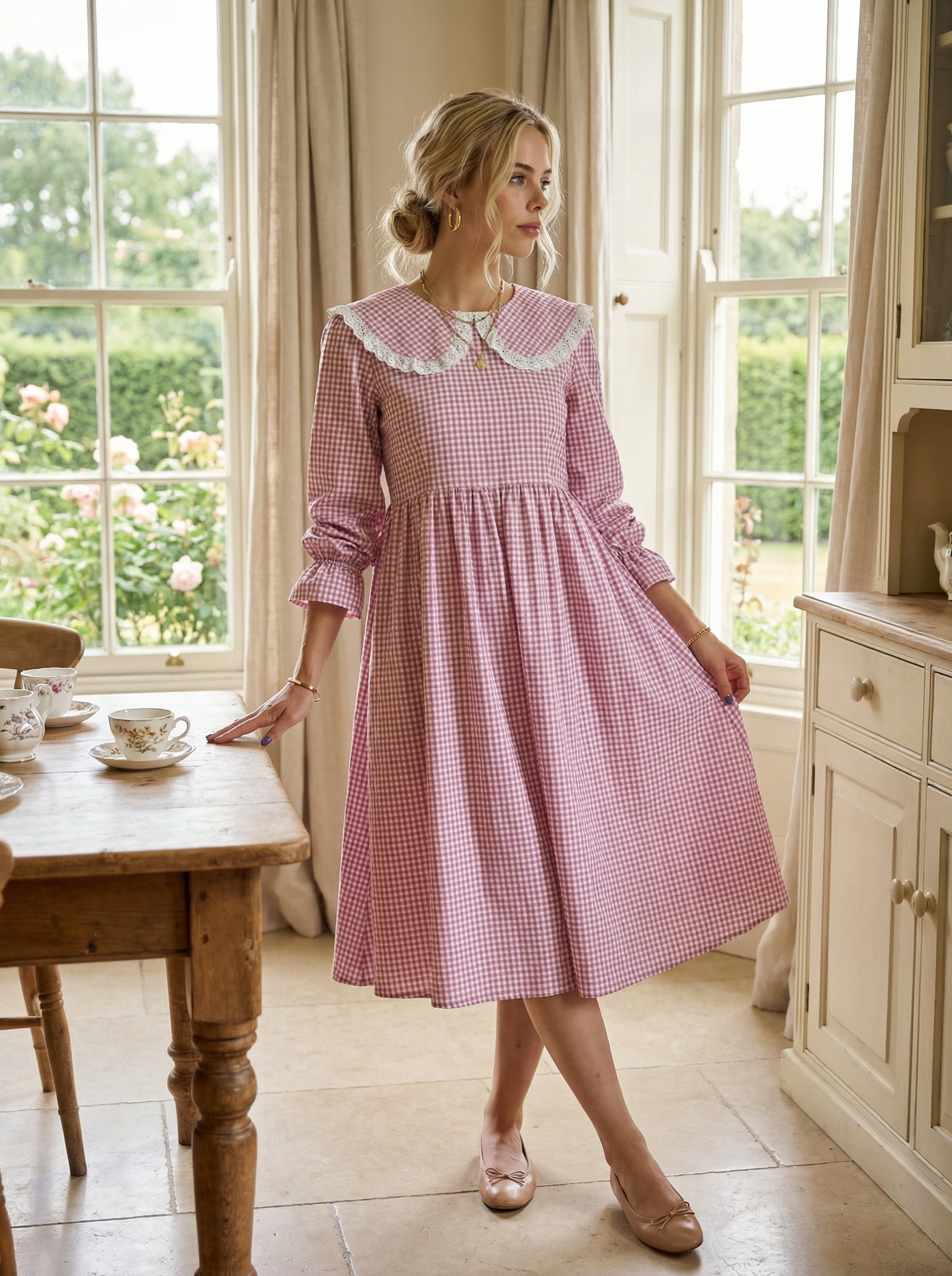 Pure Nettle Sailor Dress with Natural Wooden Buttons
