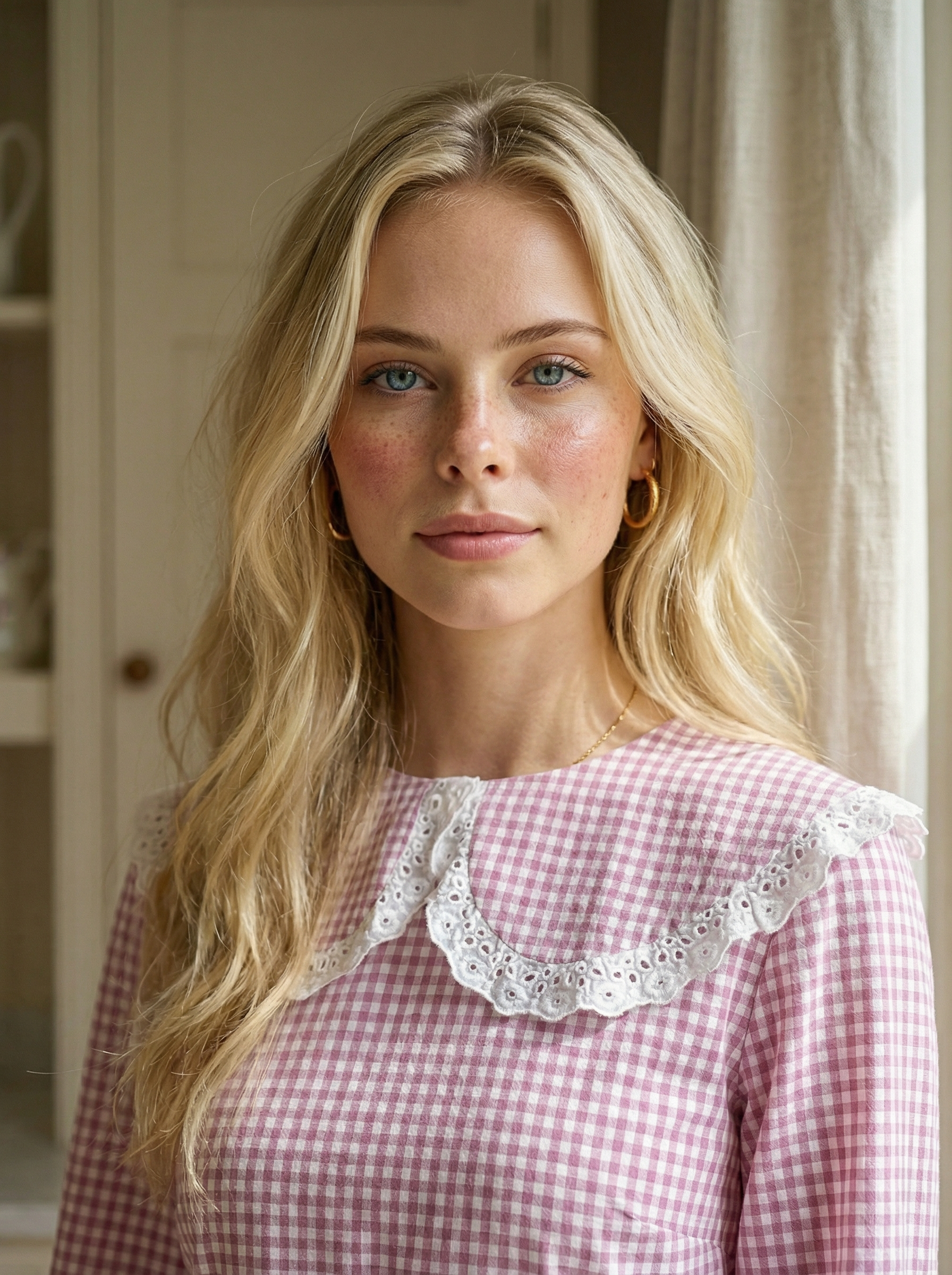 Cotton Pink Sailor Dress with Natural Wooden Buttons