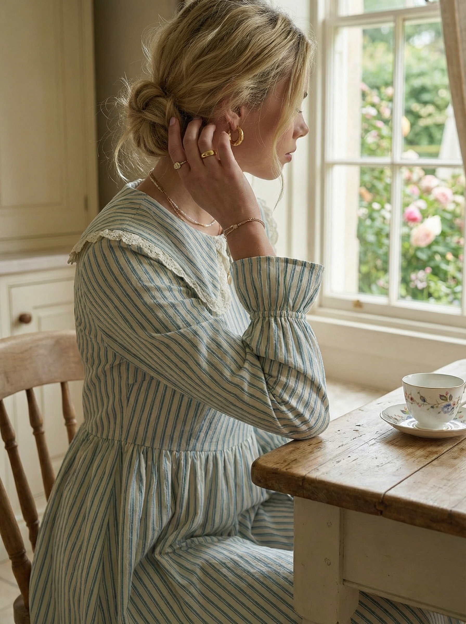 Pure Nettle Sailor Dress with Natural Wooden Buttons