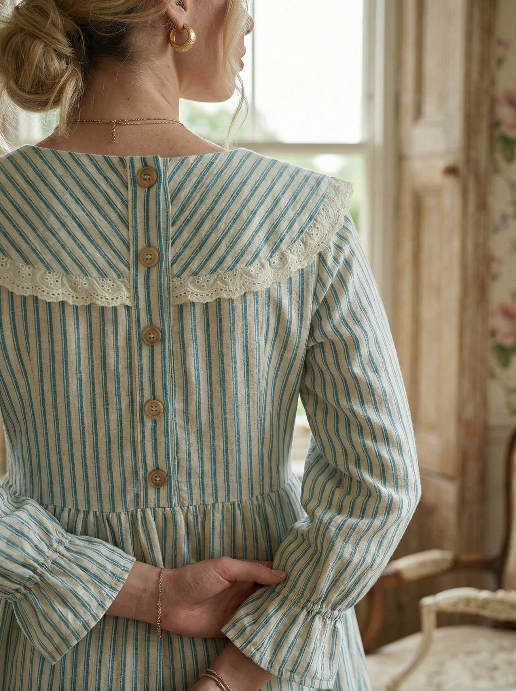 Pure Nettle Sailor Dress with Natural Wooden Buttons