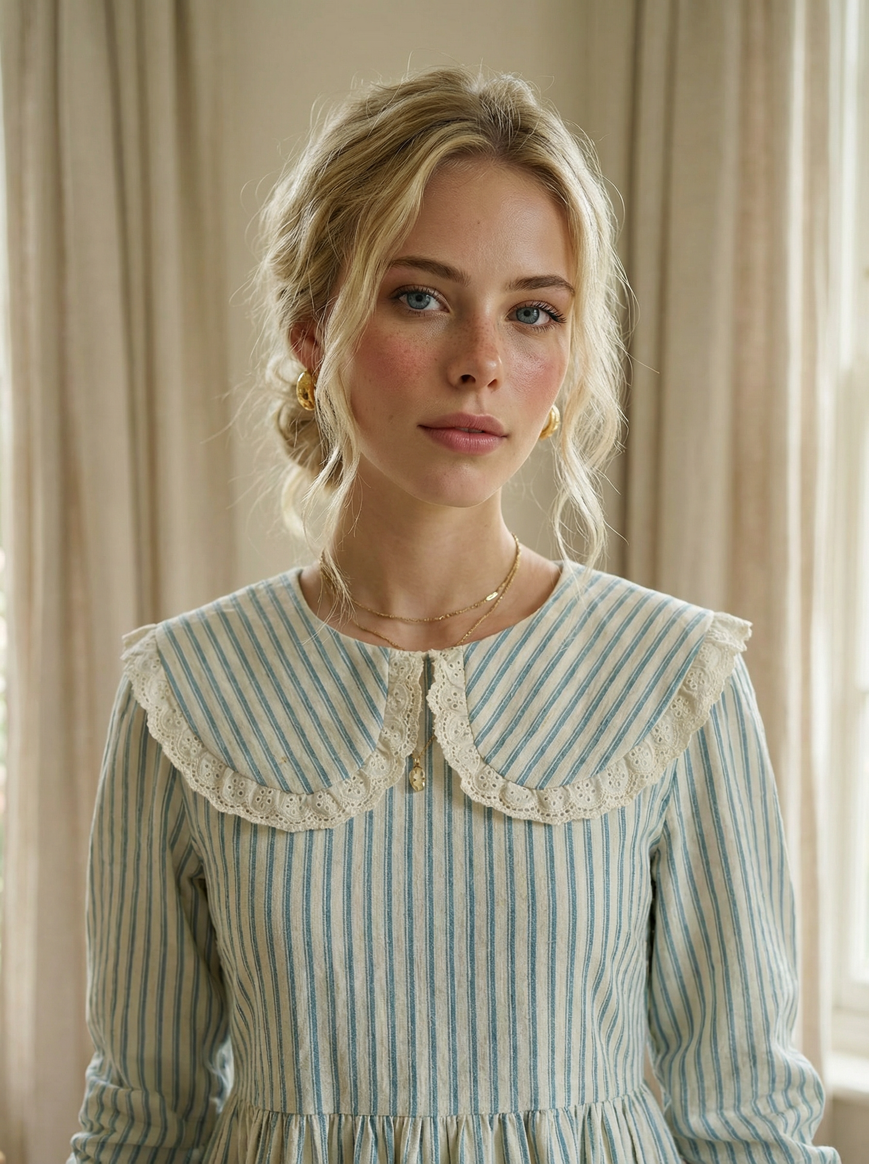 Pure Nettle Sailor Dress with Natural Wooden Buttons