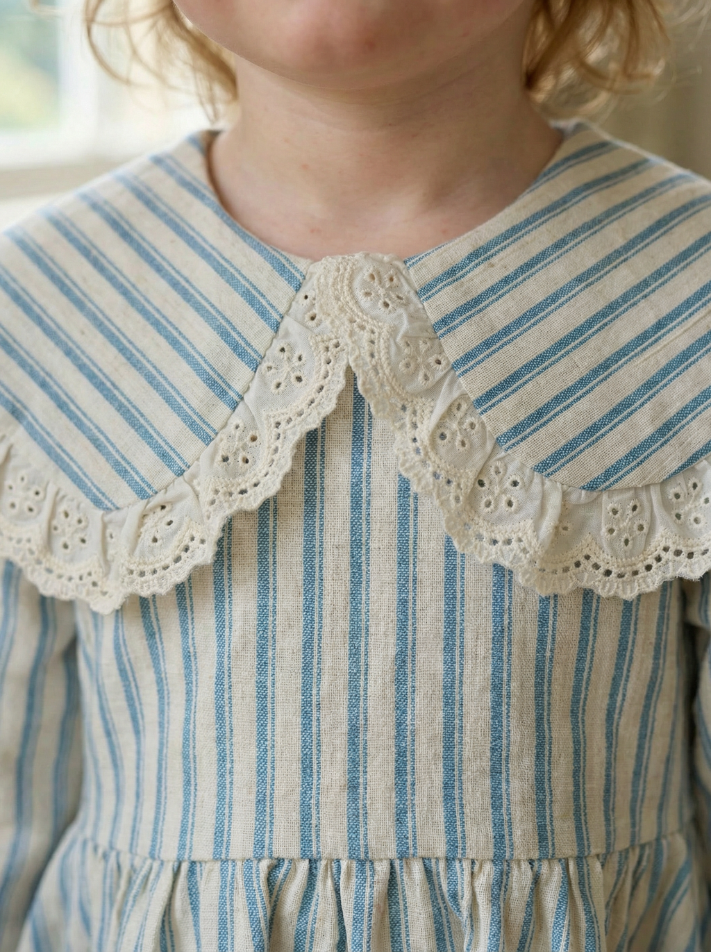 Nettle Striped Sailor Kids Dress in Blue