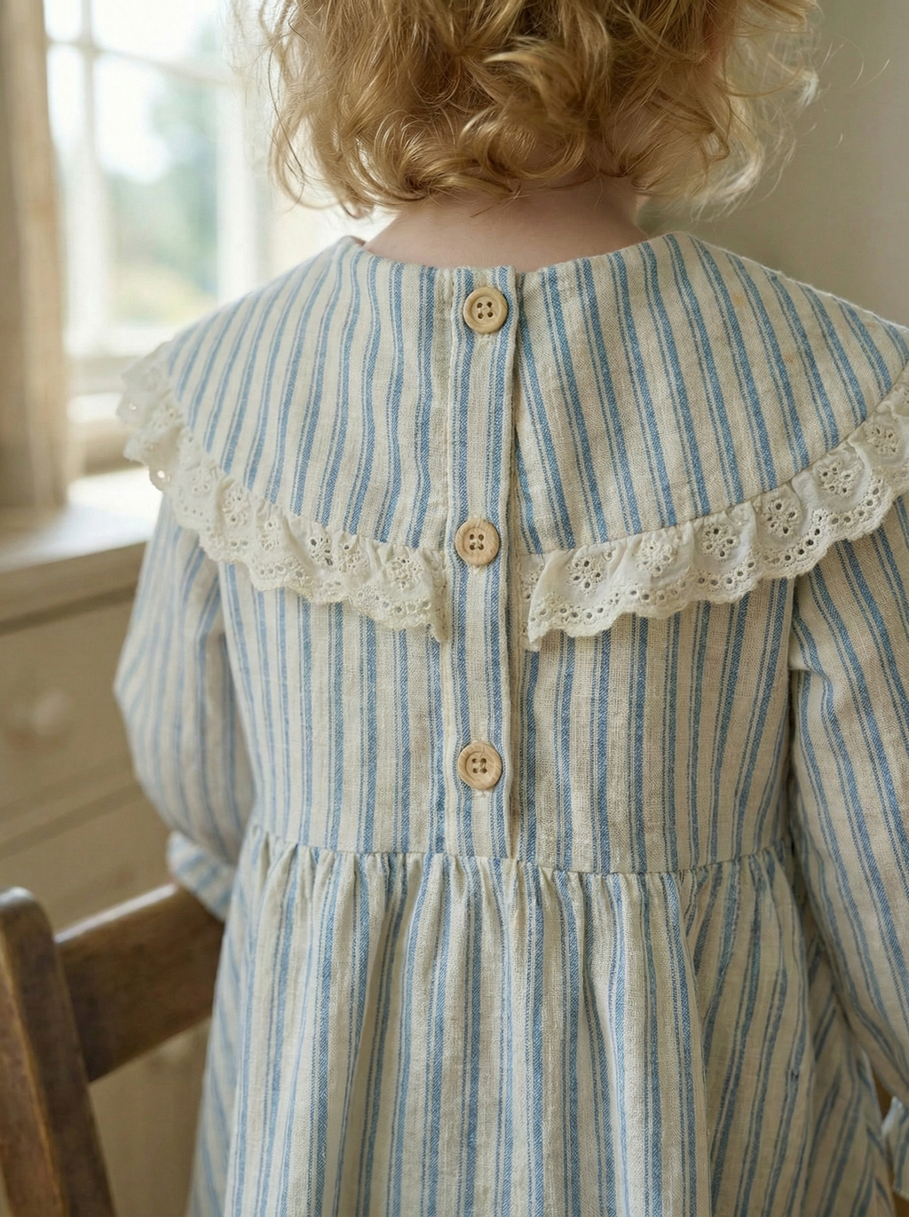 Nettle Striped Sailor Kids Dress in Blue